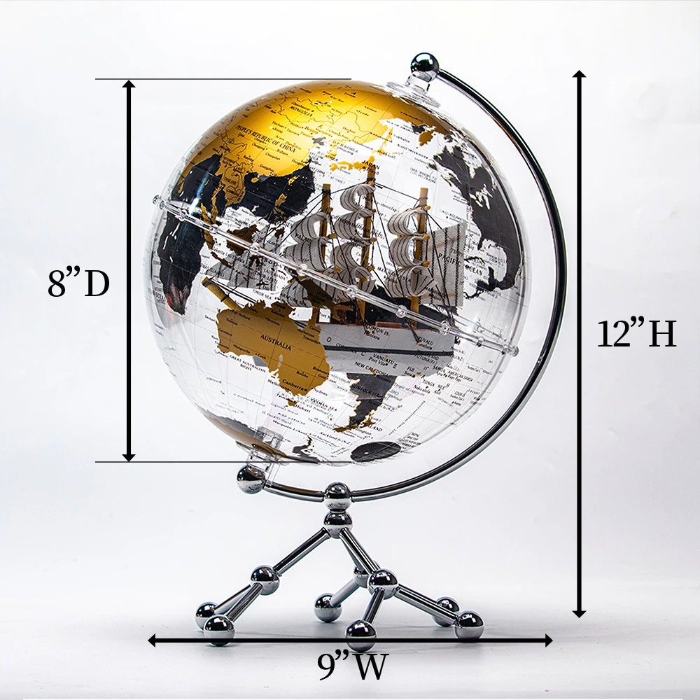 OEM ODM Customized HD Printing Acrylic Clear Eearth Globe Illuminated Table Decor Globes