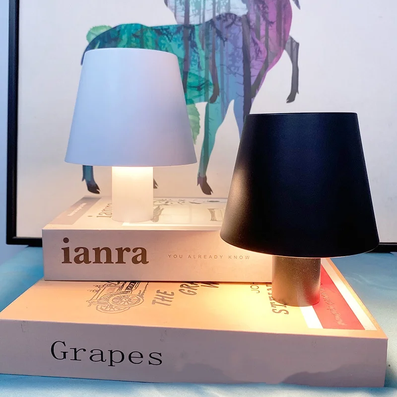 #2 White - Three-Color Touch Switch Table Lamp with Regular Bottle Design Long Press to Adjust Brightness