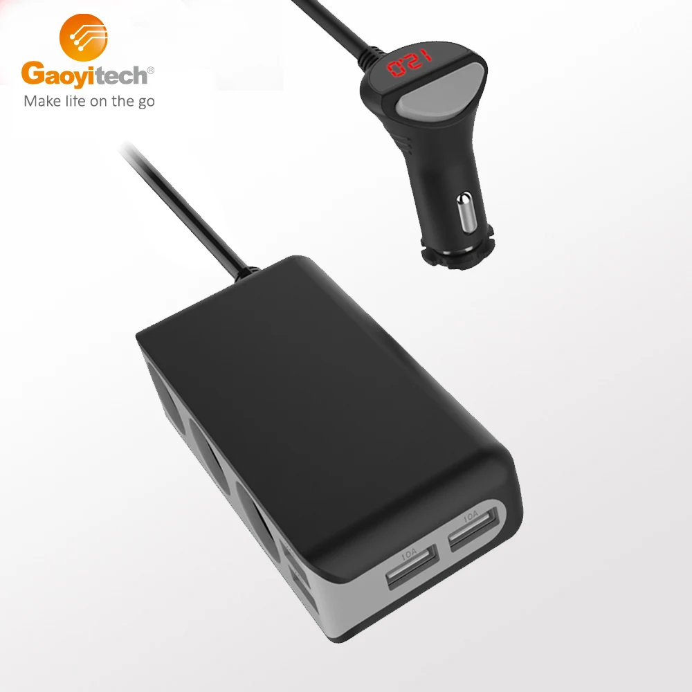 Gaoyi Best seller 4 USB Fast Car Charger Socket 3 Car cigarette lighter Splitter In Car Accessories