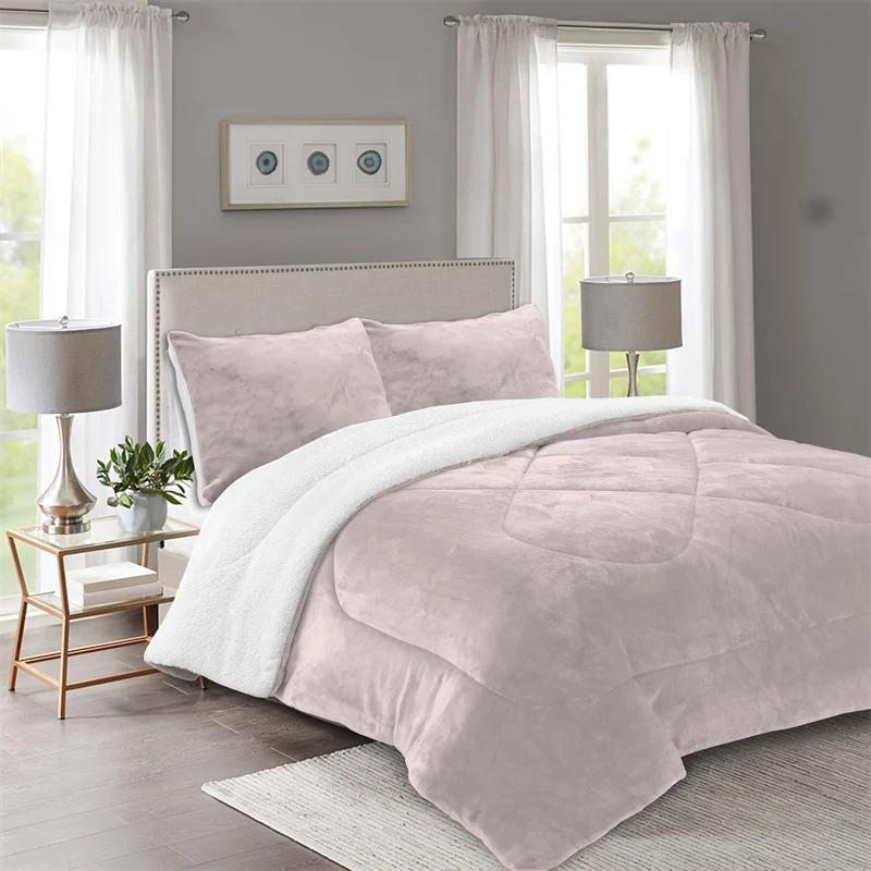 Brillmax Winter Soft Thick Microfiber Warm Comforter Cover Bedding Set Queen Size Fluffy Cozy Fleece FauxFur Duvet Cover Set