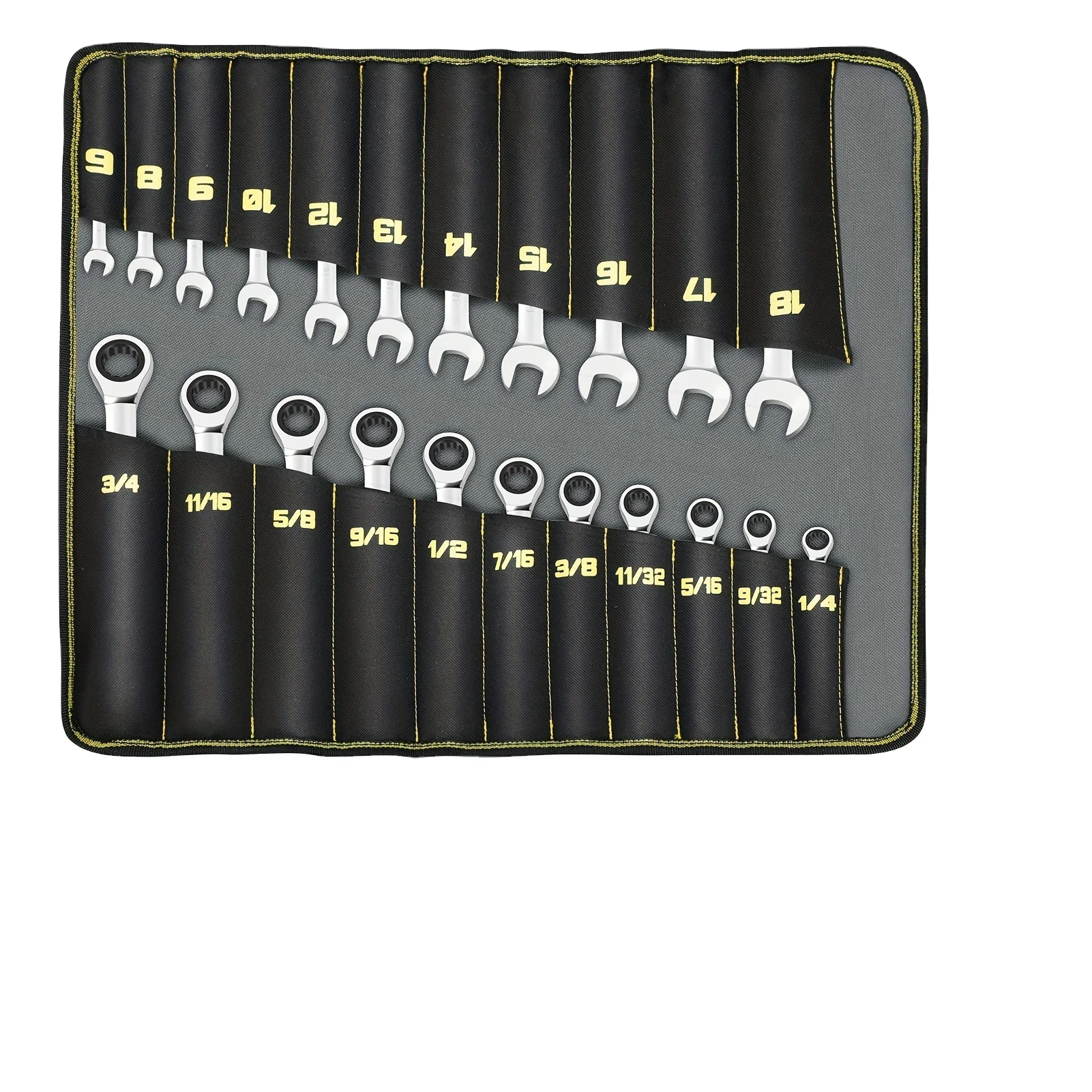 22 piece ratchet wrench set  45-Degree Offset Double Ring Wrench Set Adjustable Universal DIY Wrench Steel Material Metric