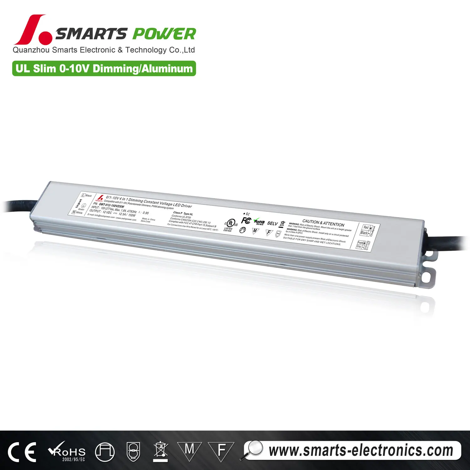 277Vac SLim size 0-10v dimming constant voltage 12v 24v led driver 30w