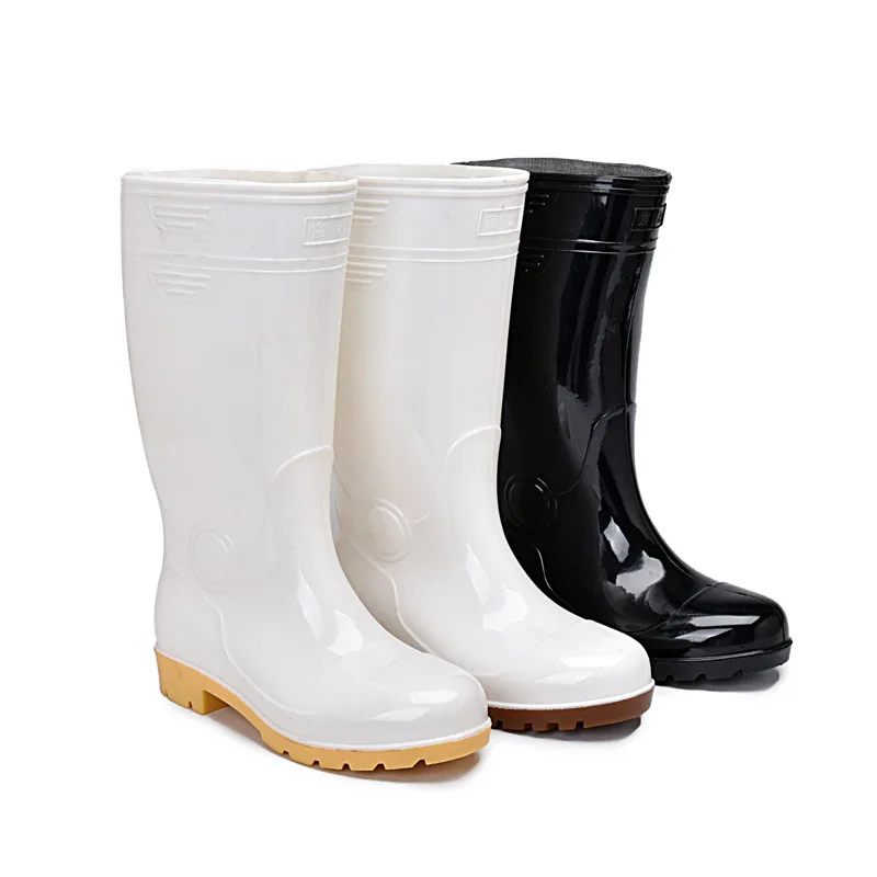 Custom Logo Lightweight Waterproof Anti Slip Shiny PVC Boots Oil Acid Resistant Non Safety Plastic Glitter PVC Rain Boots
