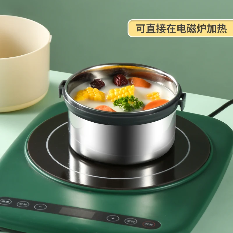Красочный двухсторонний Ланч-бокс из нержавеющей стали Bento Штабелируемый круглый контейнер для еды с обогреваемым контейнером и удобной ручкой