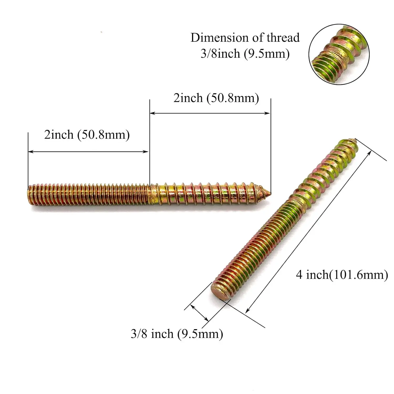 Wholesale Hot Sale Galvanized M6 M8 50mm 2 3 4 inch Woodworking Furniture Connector Wood Screws Double Head Thread Hanger Bolts