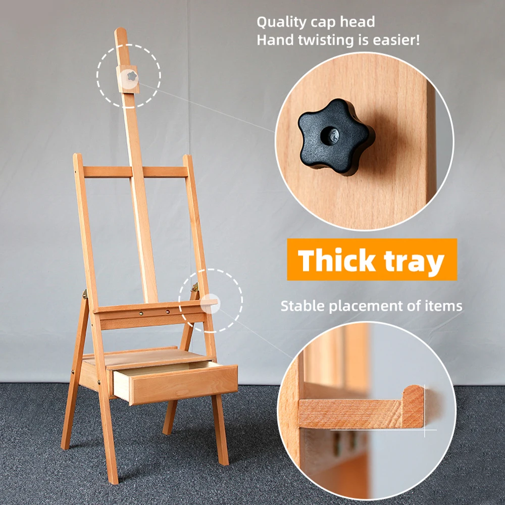 Panwenbo Beech Wood Foldable Easel Drawing Stand Painting Floor Easel Stand Fourlegged Easels With Solid Wood Drawers