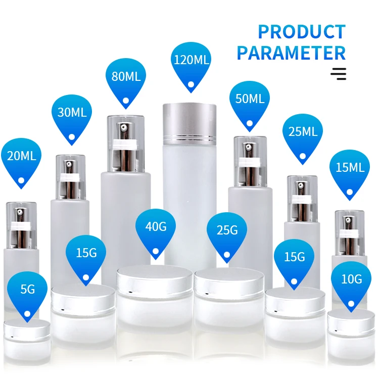 
OEM Cosmetic Packaging Set Face Cream Jar Serum Bottle Custom Glass Bottle Skincare Packaging 