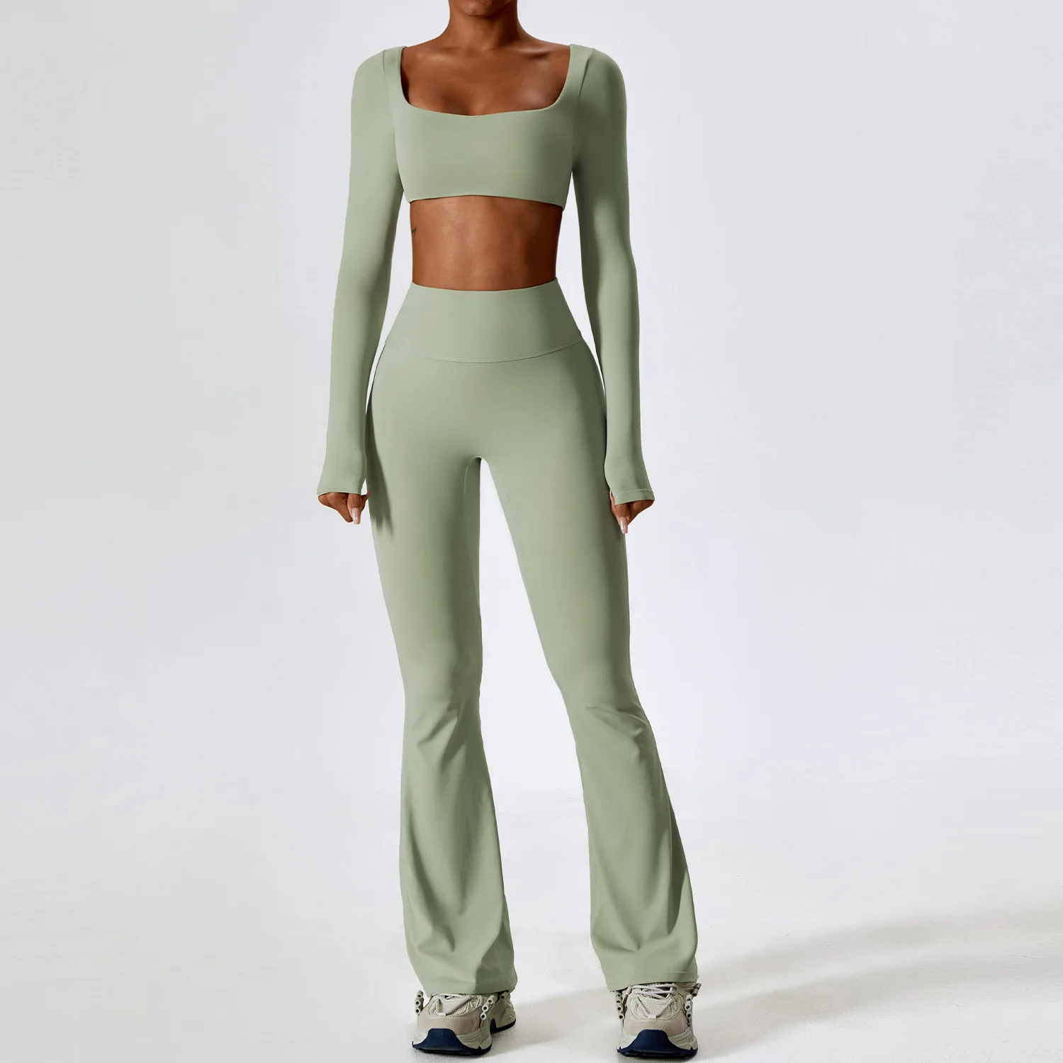 2024 New Design Wholesale Custom High Quality Recycled Long Sleeve 2 Piece Yoga Set Plus Size Gym Fitness Sets For Women