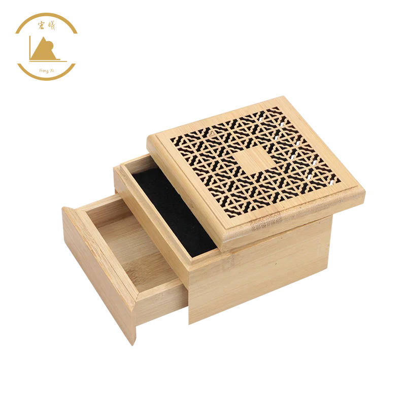 HongShun Factory Direct Wooden Incense Box Double layer Design Bamboo Wooden Incense Burner