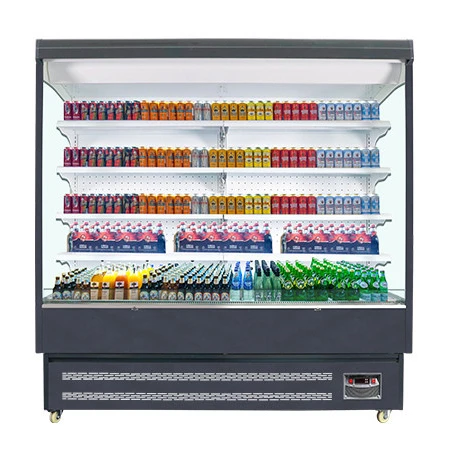 Integrated air fan cooling multi-deck curtain cabinet supermarket fresh meat and fruit refrigerated  freezer