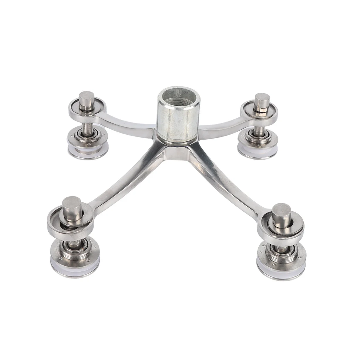 X-KPR 304 or 316 Curtainwalls Spider Holder Fittings Stainless Steel With 4 Way Rib Arms Tempered Glass Spider Fitting Mall