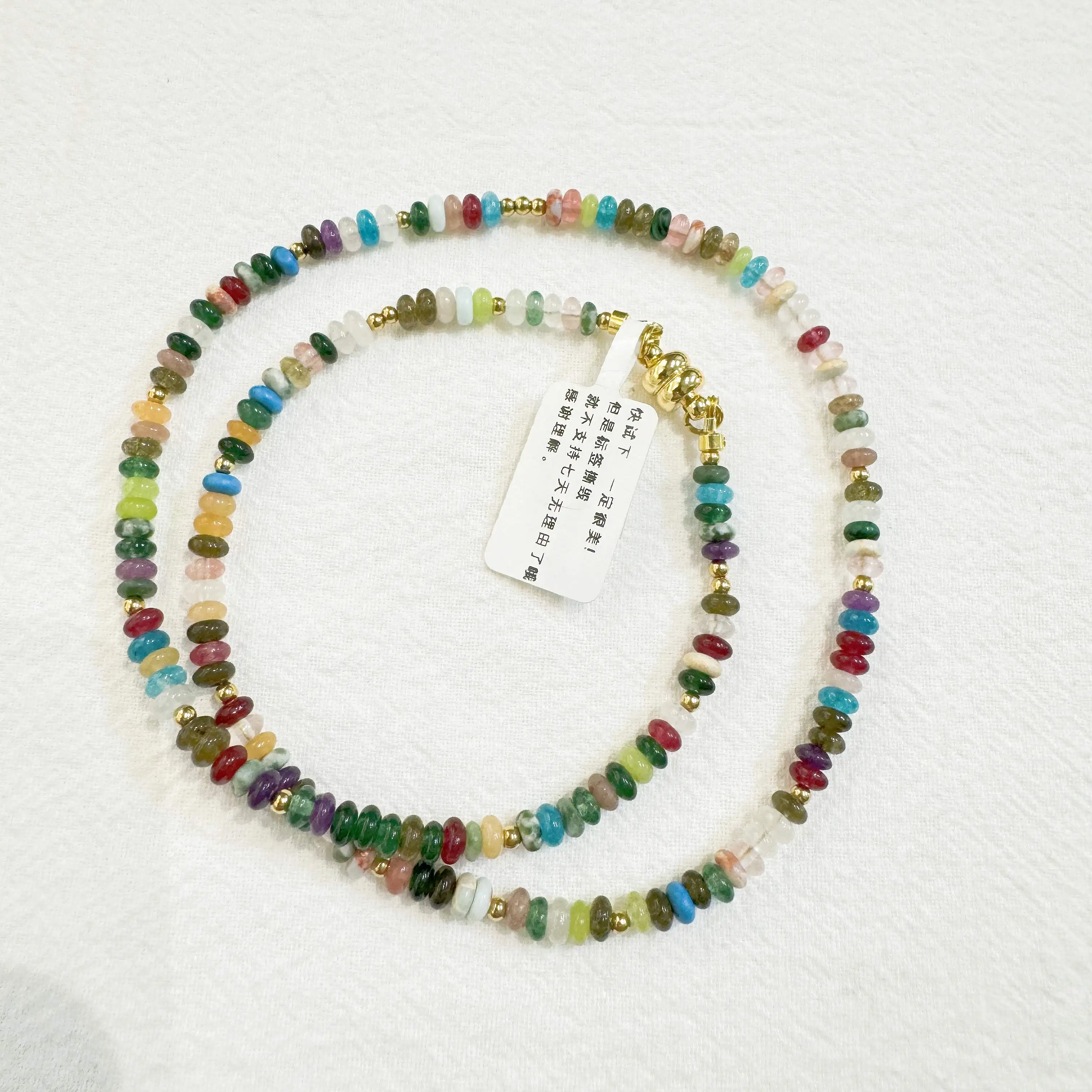 XIYIZI Macaroon Colorful Beads Crystal Pearl Turquoise Natural Stone Handmade Necklace Custom Wholesale With OT Magnetic Buckle