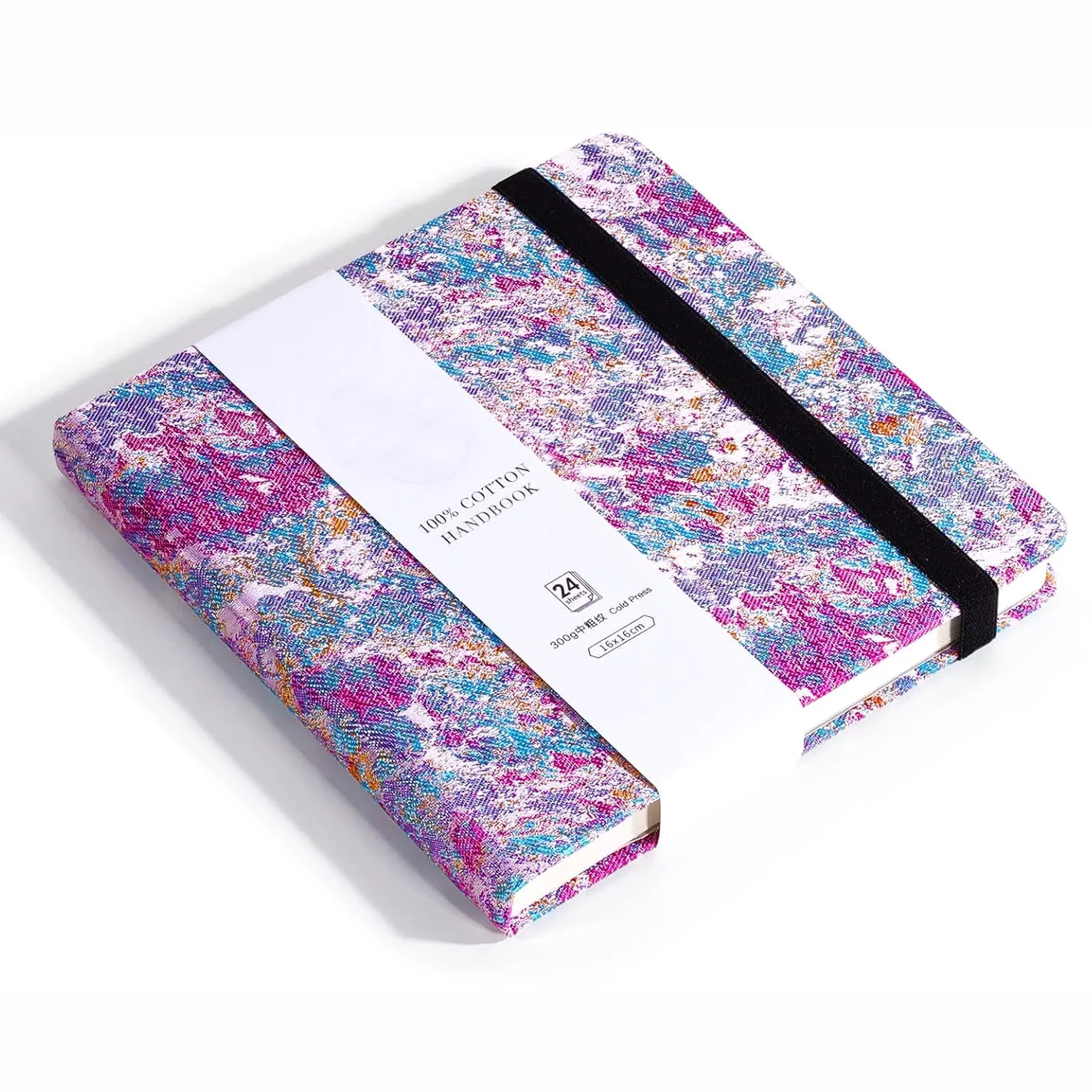 XinyiArt 100% Cotton 300gsm Acid-Free 24 Sheets Cold Press Square Watercolor Journal Paper Pad Sketchbook for Artists Adults