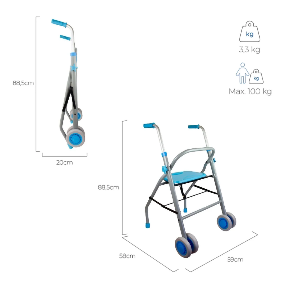 Hot Sale Best Quality Guarantee Mobiclinic Brand Easily Transportable Walkers For Export