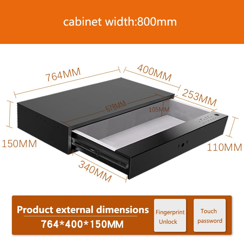 CHINA wholesale custom moq 1 Safe Box Cabinet Safes Household fingerprint lock Small Password Drawer Safe 40cmX15cmX46.4Cm