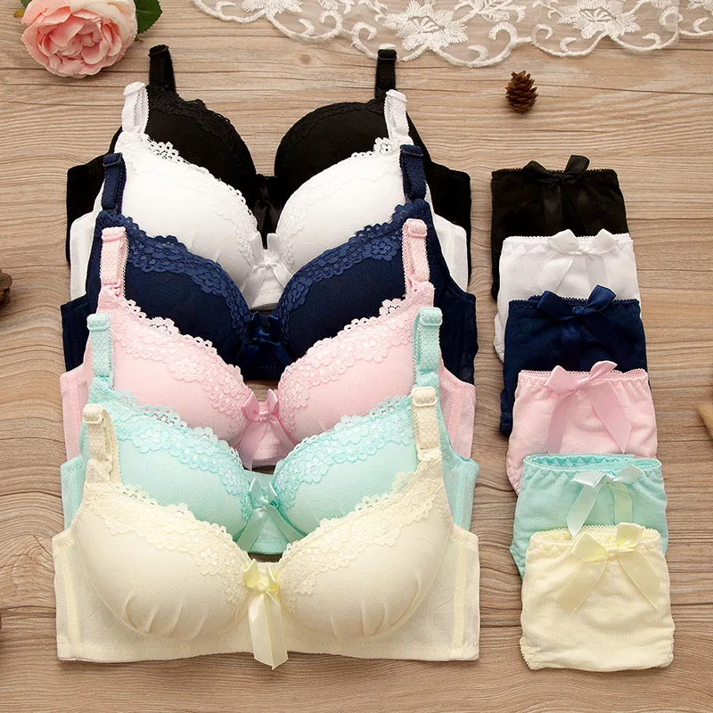 Wholesale latest design bien set cotton bra lace panties bra & brief sets young girl bra set