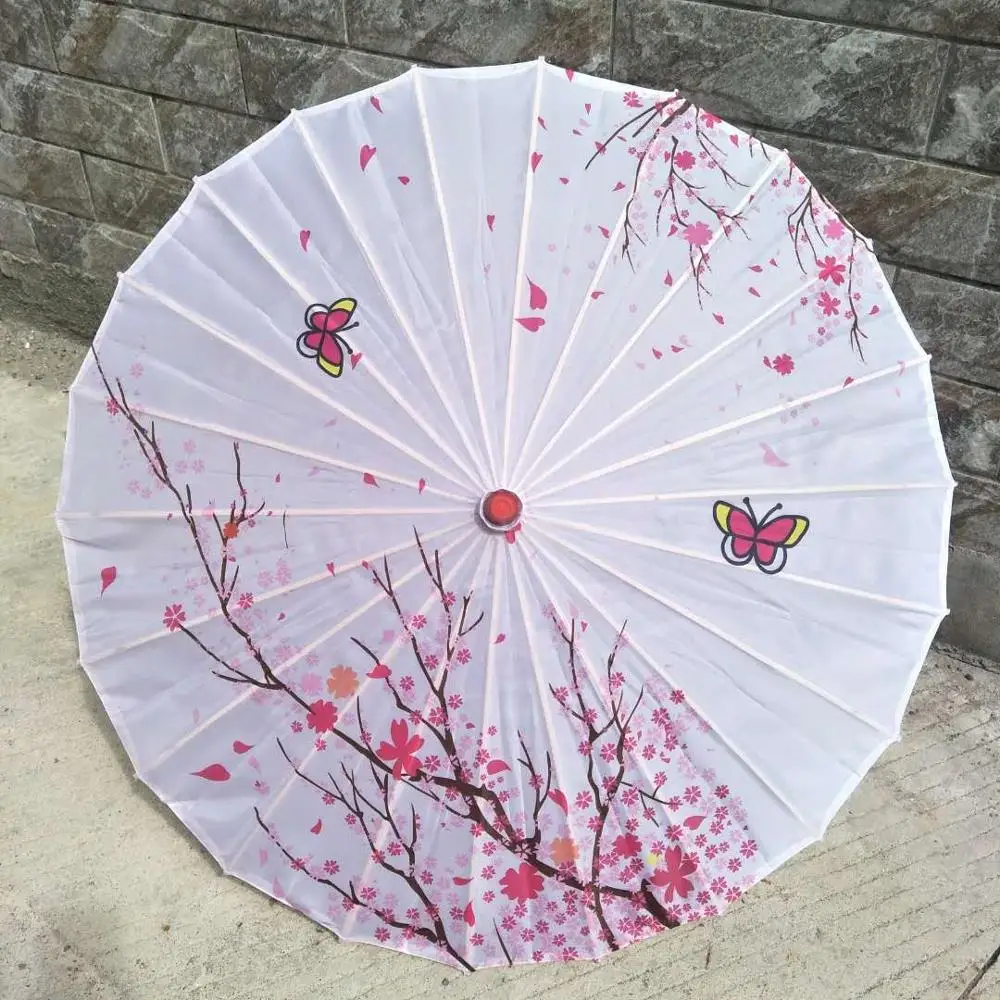 Green umbrella straight bamboo oilpaper parasol wedding favor gift Japanese silk wood umbrella custom Colorful oilpaper umbrella