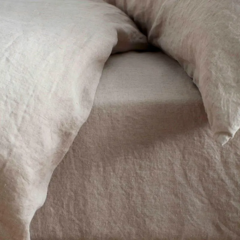 Hot Sale High Quality Bed Linen Soft Enzyme Washed Natural Plain Pure Linen Bed Sheet Bedding Set