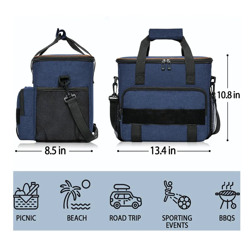 Insulated Cooler Bag Soft Collapsible Lunch Bag  Large Lunch Cooler Bag Camping Cooler for Picnics