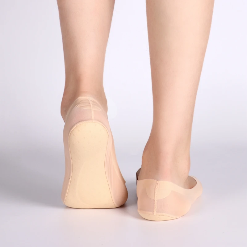Women Insoles 3D Stretch Breathable Deodorant Invisible Socks Silicone Anti-off Silk Boat Socks Black Ankle Socks