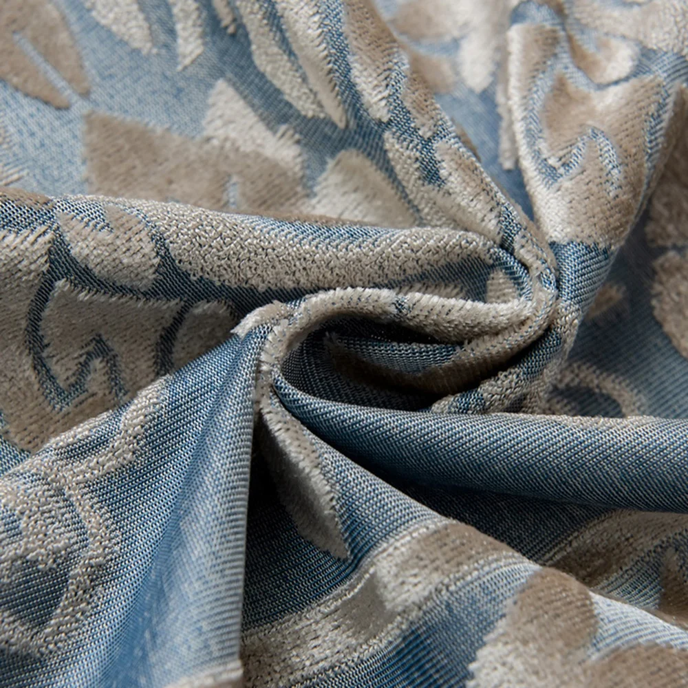 
Fashion flocked luxury villa new semi blackout home velvet jacquard flannel finished curtain living room bedroom Europe drape 