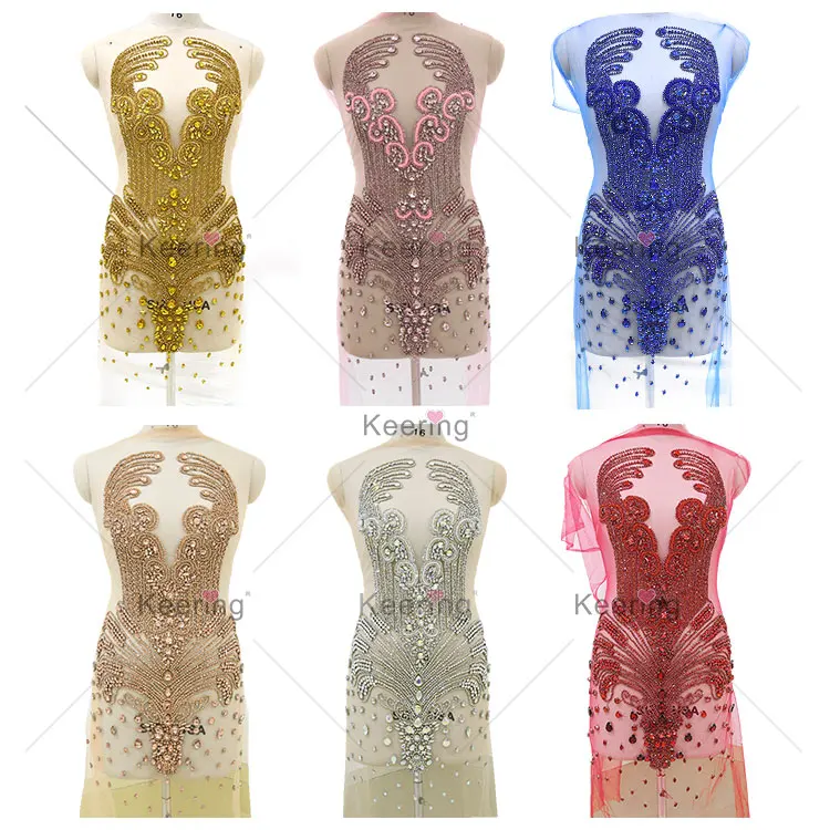 WDP-245 Keering Store 2022 New Arrival Sexy Lady Girl Prom Dress Gold Diamond Rhinestone Applique Bridal For Gown