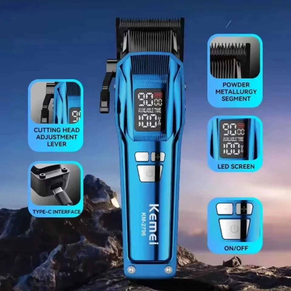 Kemei KM-2797 Professional 9000RPM Brushless Motor Hair Clipper Cordless Hair Trimmers Set 2PCS Electric Hair Cutting Machine