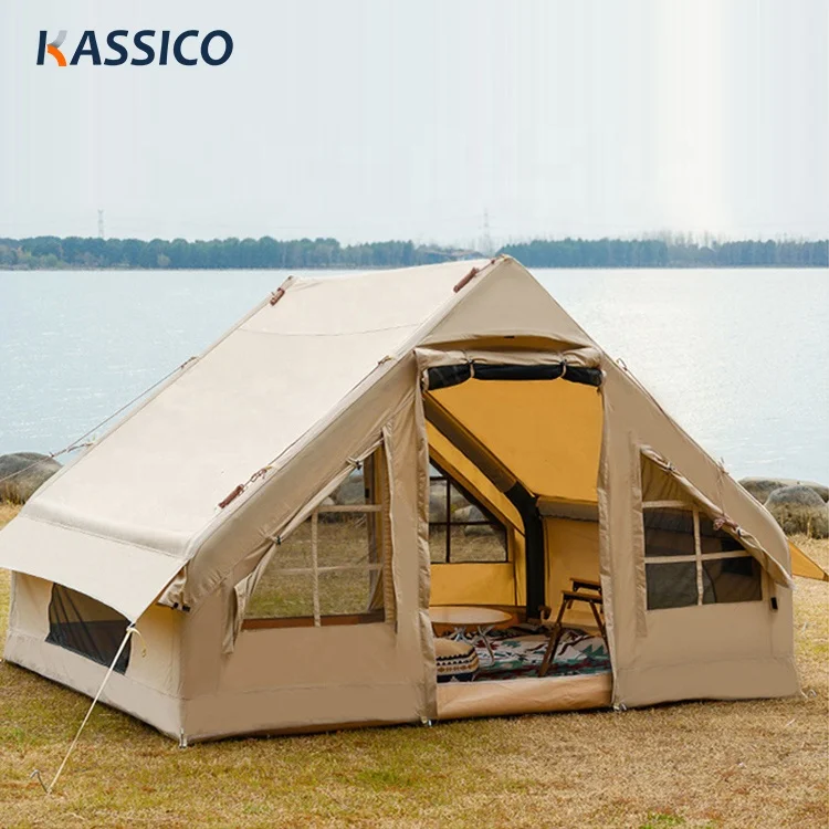 Customized 6.3/12m2 Luxury Air Inflatable Camping Tent Outdoor Glamping Blow-Up Tent For Four Season