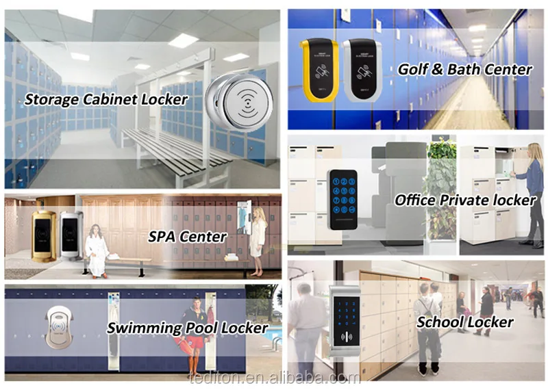 Tediton Digital Magnetic Cabinet Key Locks with Keypad and Smart RFID Silicone Bracelet