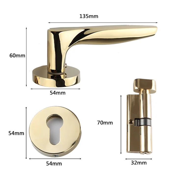 Прямая Продажа с завода минималистичные Рычажные ручки магнитный дверной замок Zamak Золотая Роскошная дверная ручка из цинкового сплава