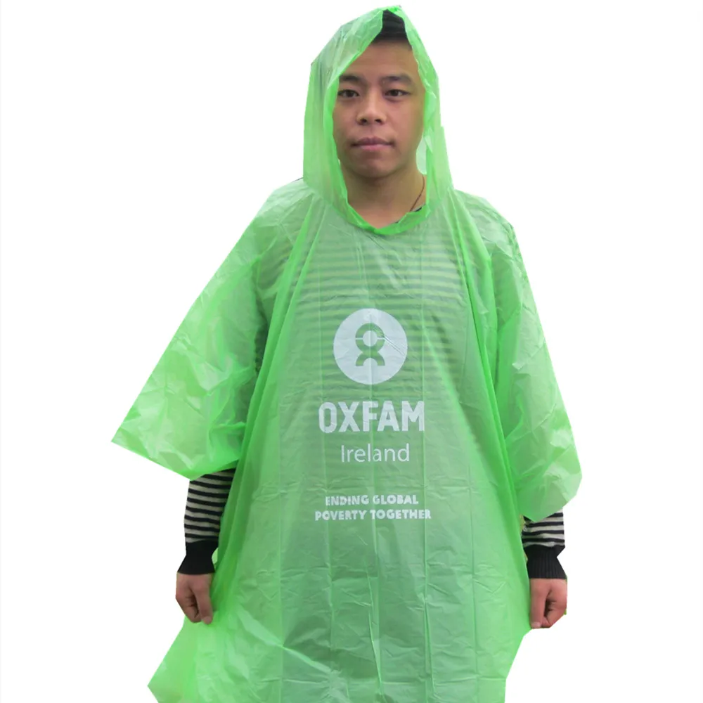 Promotional disposable biodegradable rain  poncho raincoat
