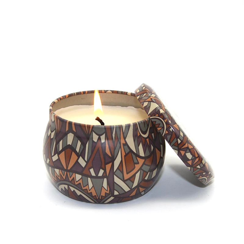 Christmas 100% Natural Soybean Wax Essential Oil Scented Candle Tin With Luxury Custom Candle Gift Box