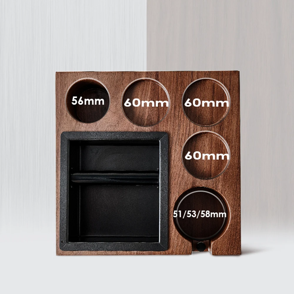 3 in 1 Wooden Knock Box Wood Coffee Espresso Filter Tamper Holder
