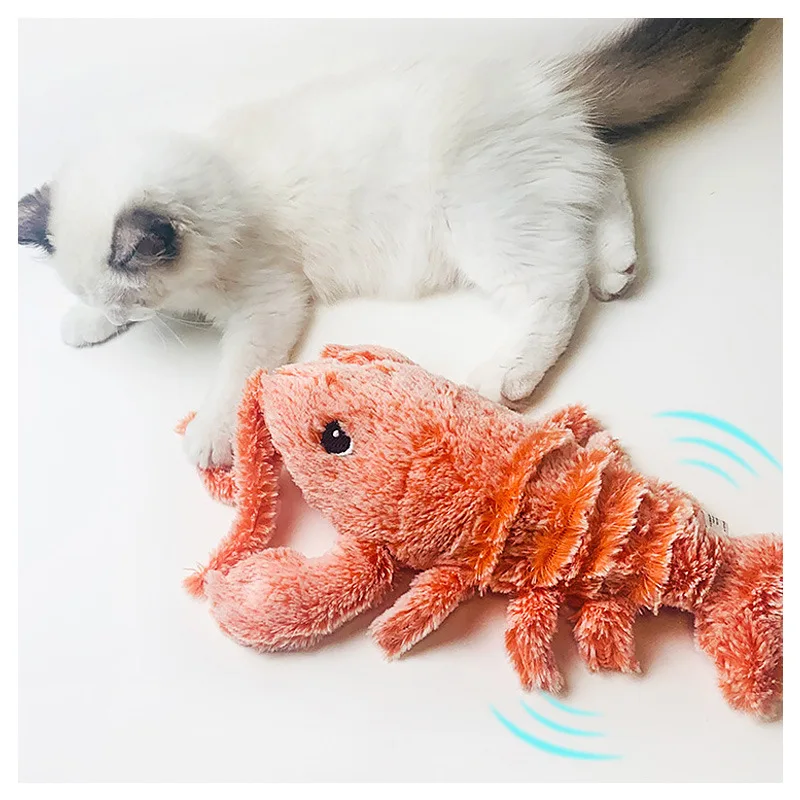 Battery Operated Simulated Lobster,Jumping Toys, USB Rechargeable Funny Plush Toys, Stuffed Animal Cat Toys, Pet Toys Supplies
