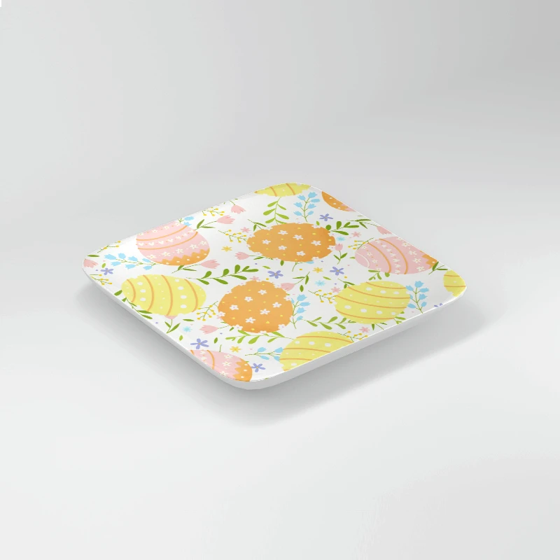 Nordic Style Round Square Egg Easter Ceramic Plates with Rabbit Holiday Dinnerware Porcelain Plates pink marble dish set