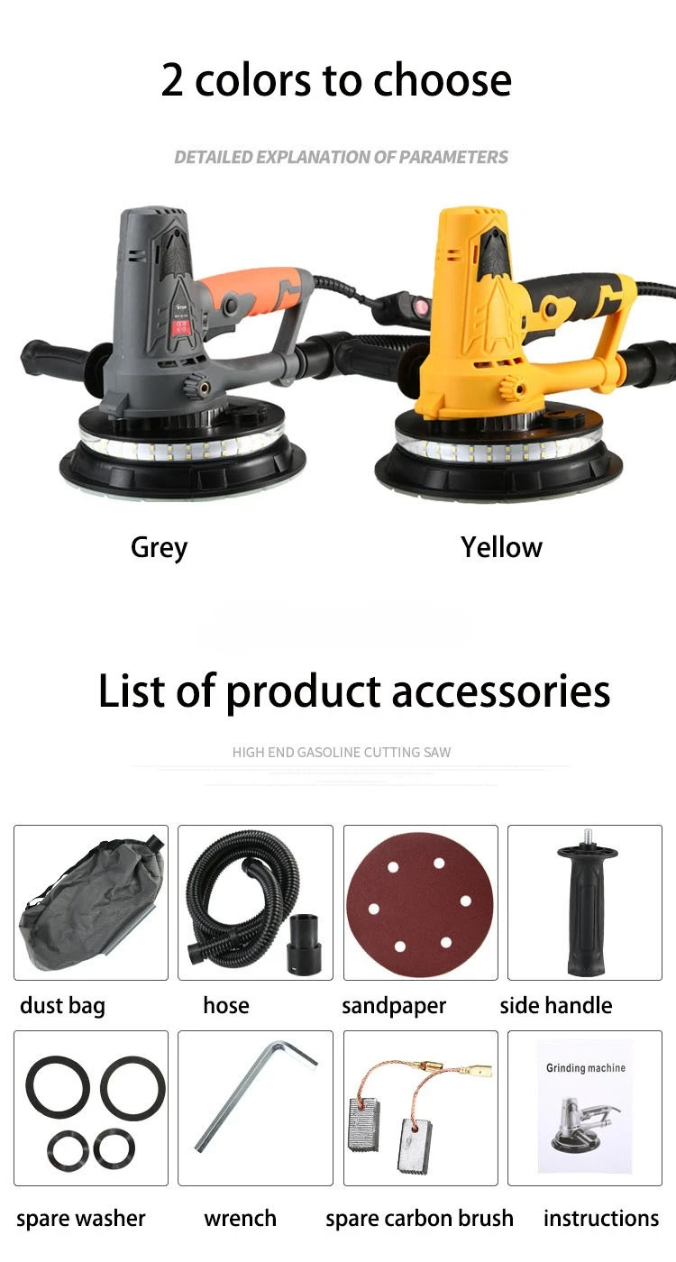 Portable 1250W Dust-Free Electric Drywall Sander DIY 180mm Wall Grinder Putty Sanding Machine with Power Wall Tools