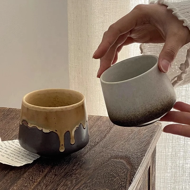 High Quality Ceramic Tea Cups Clay Pottery Coffee  Mug 200ml Handmade Japanese coffee Cup Without Handle