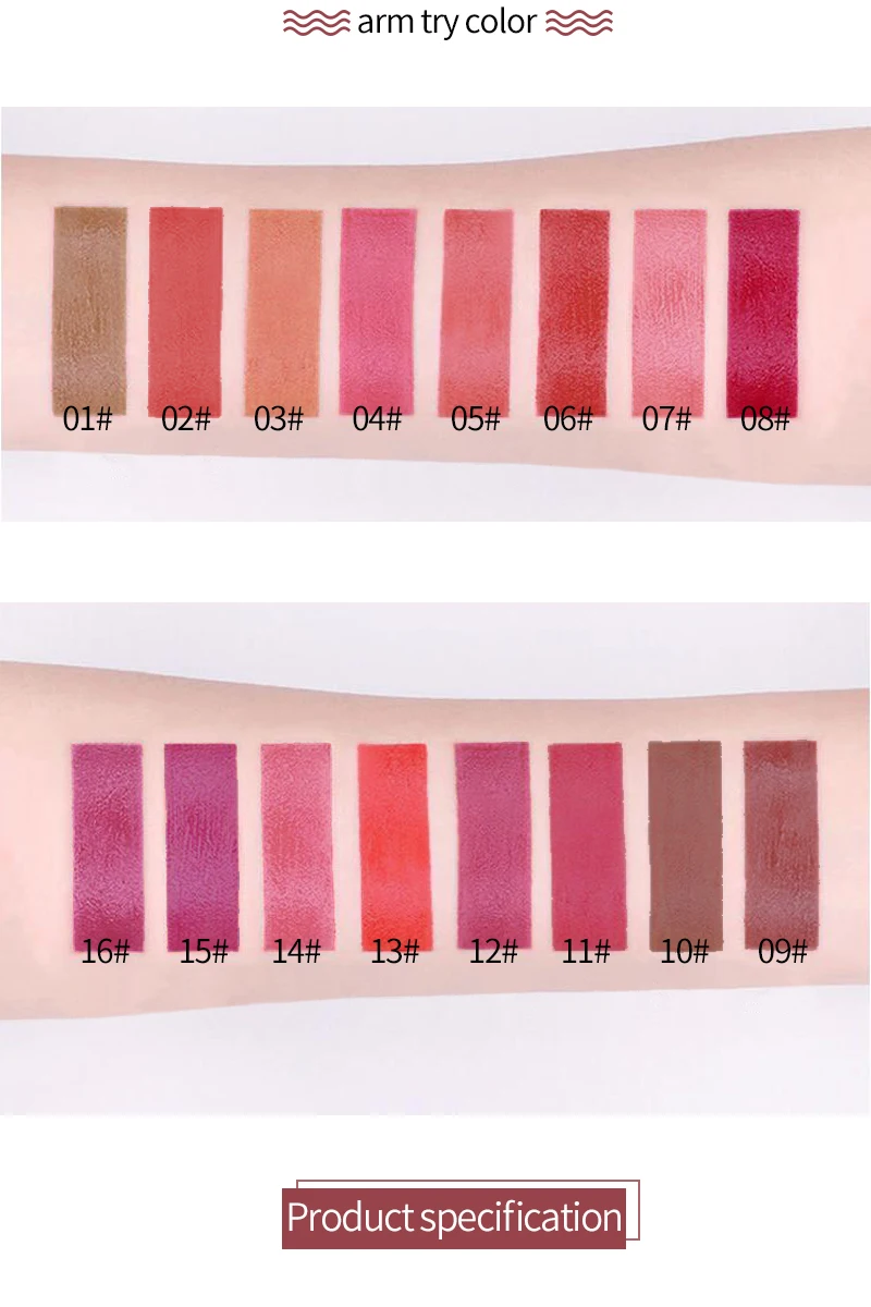  Moisturizing 16 Colors Double Head Glitter Long Lasting Waterproof Lip Gloss Liner Makeup Set Liquid Velvet