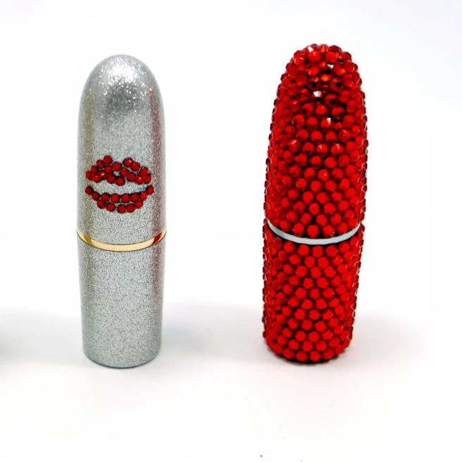 Custom empty lipstick tube shiny rhinestone crystal lipstick tube packaging