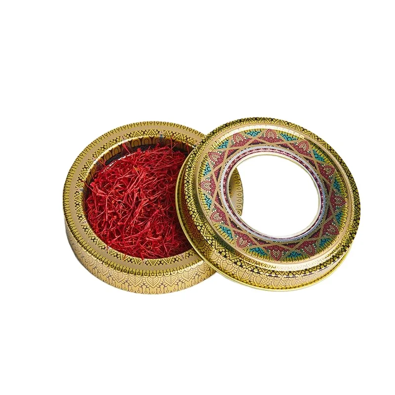 Factory Price hot sale metal can saffron tin box with window tin cans for saffron tin box saffron