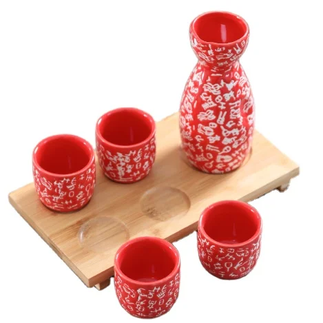 Керамические сакэ-кастрюли и чашки в японском стиле 6 шт. наборе набор сакэ из керамики