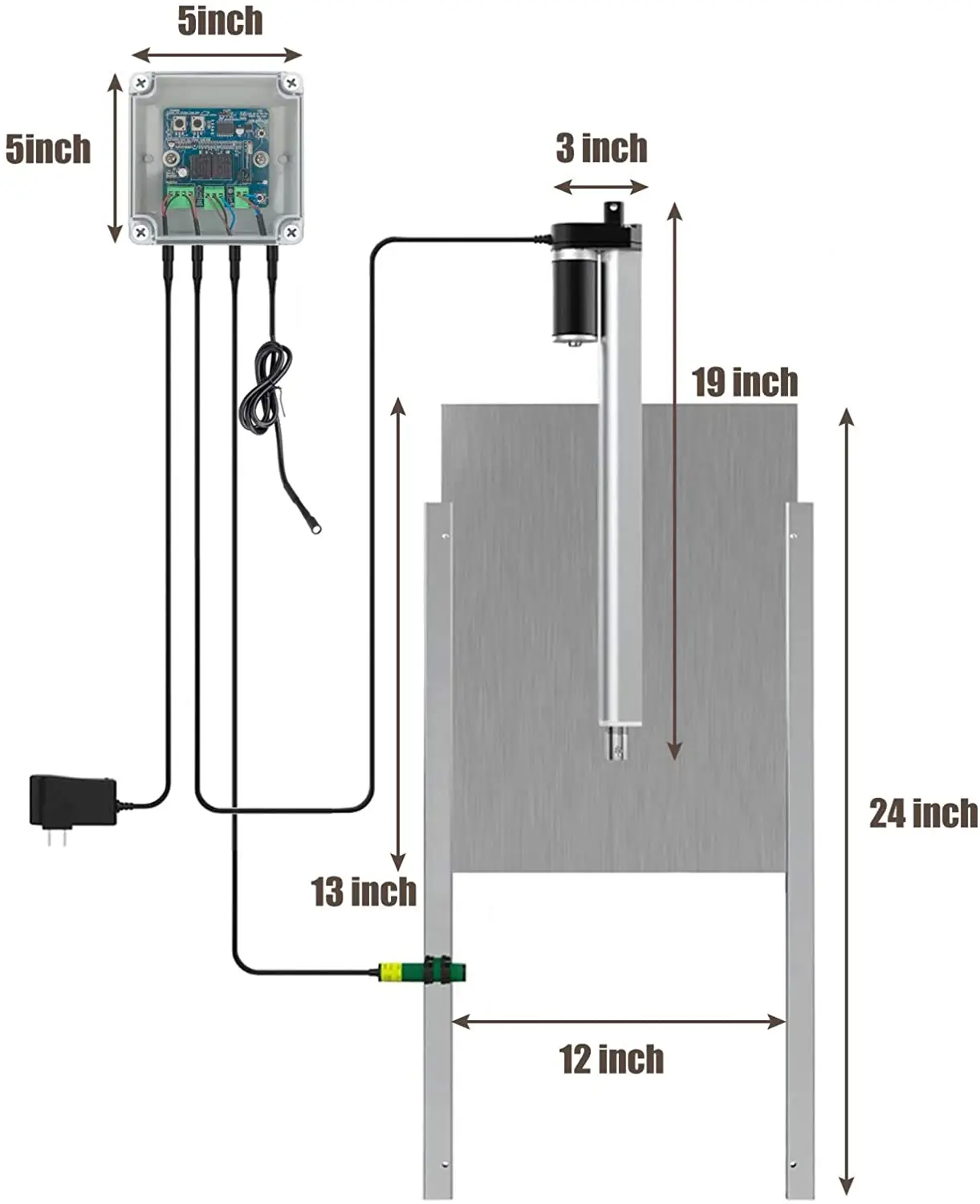 Chicken Coop Auto Door Opener Kit Door Opener Closer Outdoor Controller Remote Control Poultry Coop with Light Sensor Rainproof
