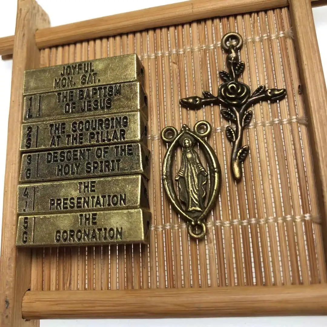 6 шт./компл. 29 мм бусины из металлического сплава Религиозные четки соединительные полосы Бусины с отверстием пять загадок