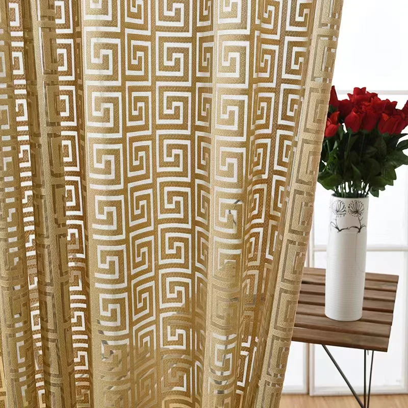 Заводская цена оптовая продажа 100% полиэфирная пряжа полосатая Прозрачная жаккардовая занавеска