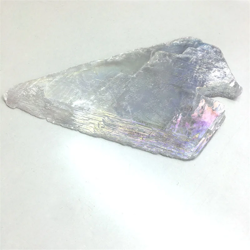 Natural Rough Crystal Slab Angel Aura Han Mineral Clear Gypsum Selenite Slice for Decoration