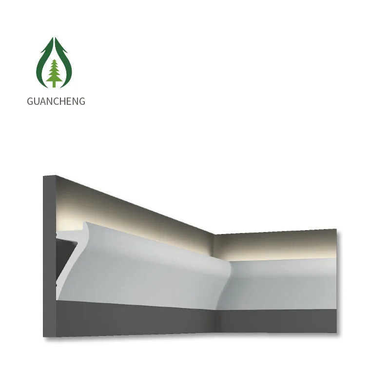 Guancheng 105*50mm European Style White Color Laminate Polystyrene Crown Moulding Quick Install