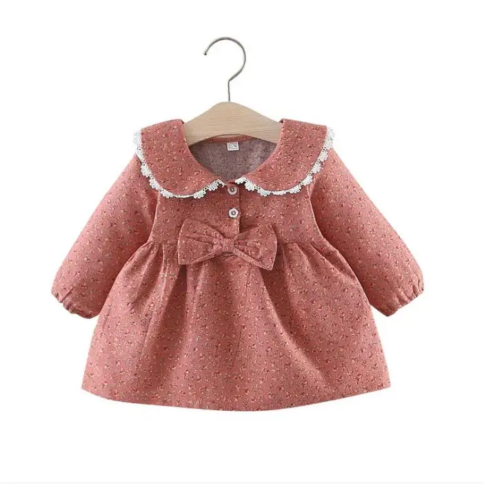 
Hot sale baby girls skirt spring autumn princess dress bow floral dress baby wear 