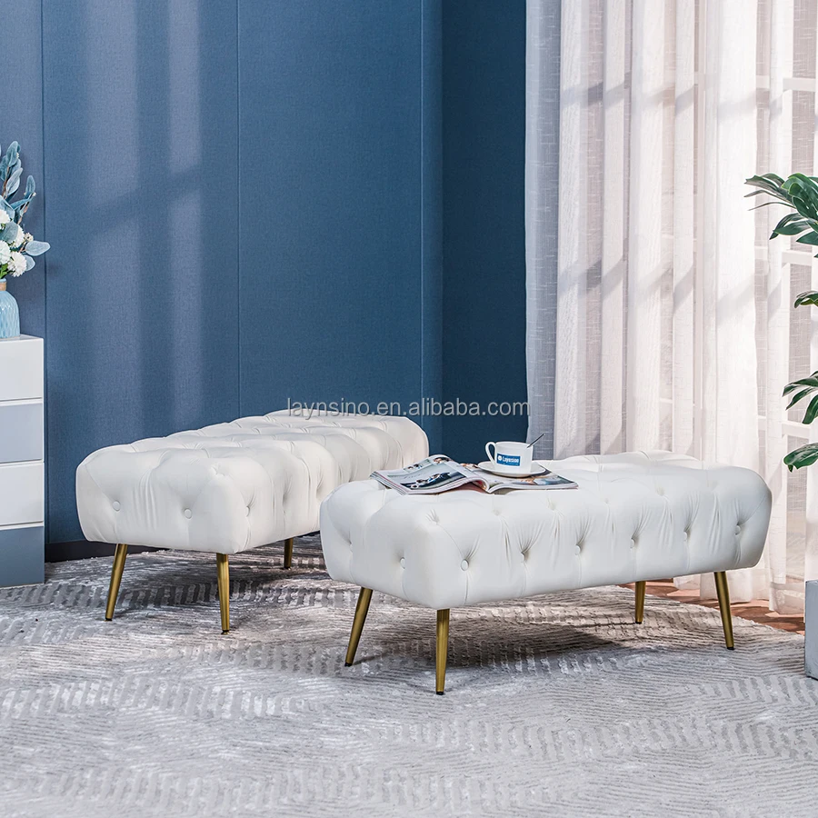 Современная длинная скамейка Chesterfield спальная кровать стул скамейки для кровати бархатные