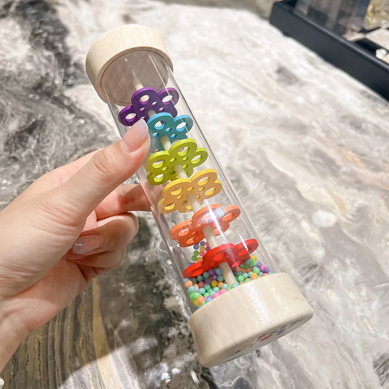 Colorful Musical Toys Beaded Raindrops Fine Motor Skill Rattle Raining Educational Toys For Preschool Kids