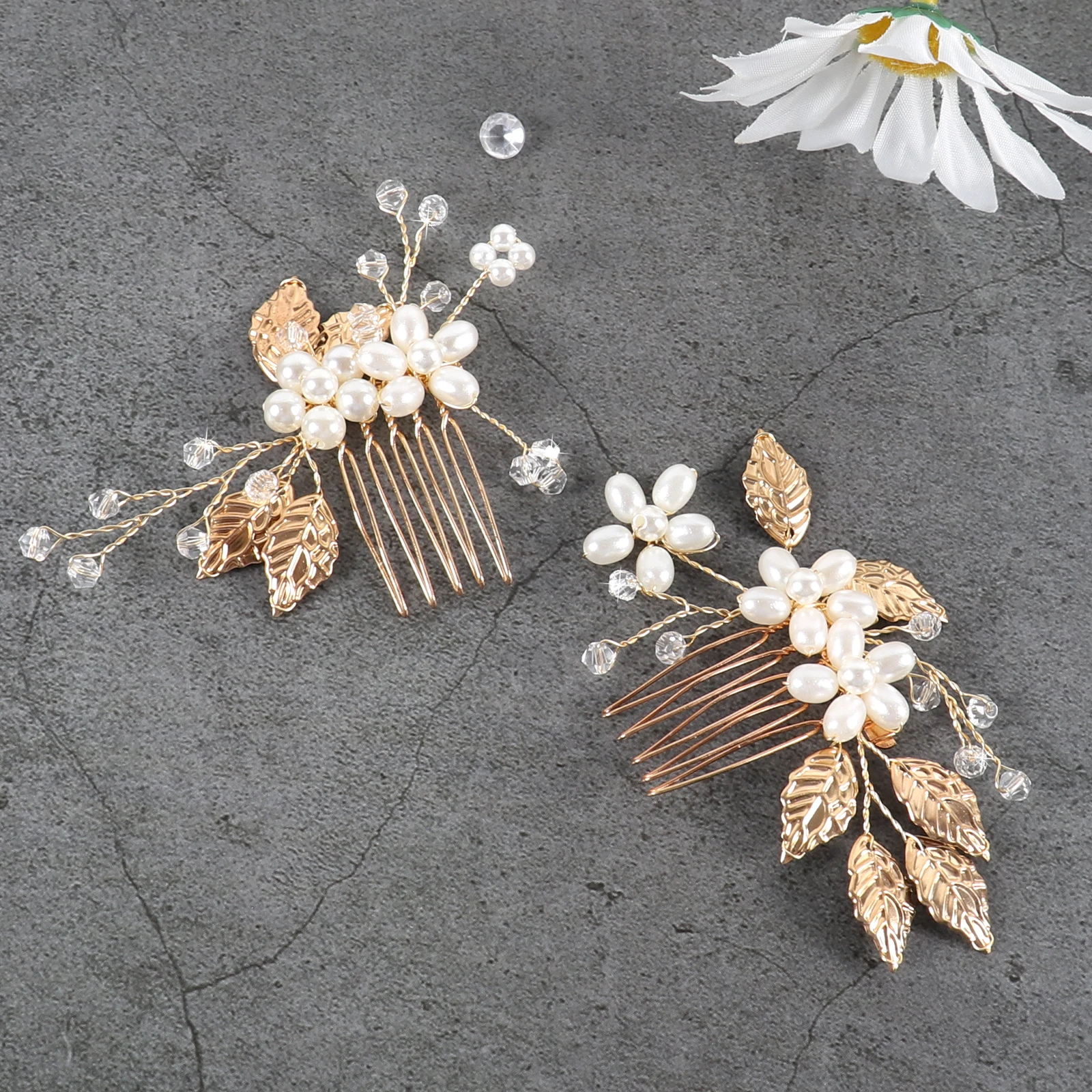 Hot Sale Golden Rhinestone Hair Comb Headpieces Wedding Ornaments Accessories Insert Comb Disc Hair Bridal Jewelry